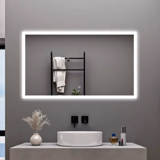 AICA Specchio da bagno 100 x 60 cm, dimmerabile, Funzione Memoria, antiappannamento, 3 colori