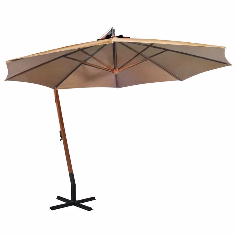 Maison Exclusive - Ombrellone a braccio con palo color taupe, 3,5 x 2,9 m, in legno massello di abete