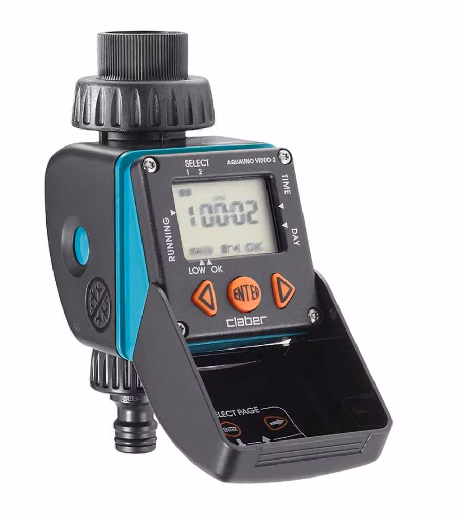 Programmatore per rubinetto Claber Aquauno Video 2 con display LCD digitale e alimentazione a batteria, nero – 2