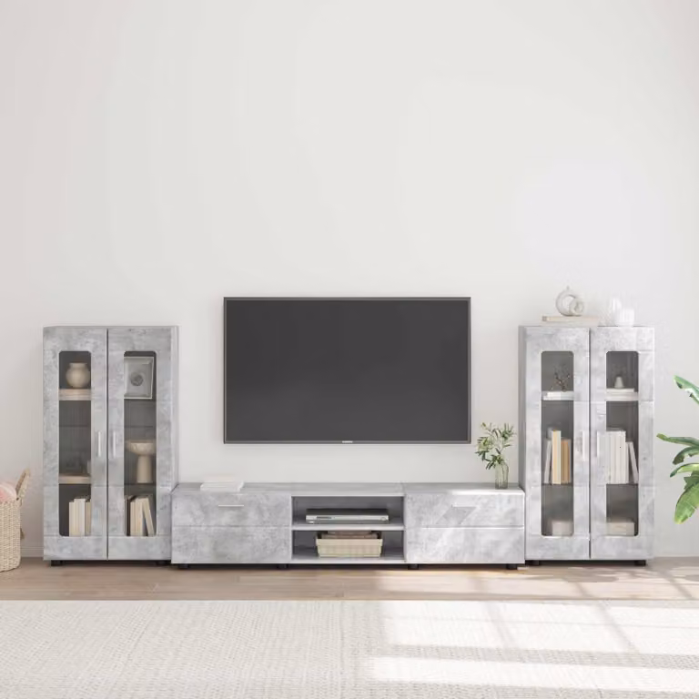 Set mobile TV moderno vidaXL FLORIN in 3 pezzi Grigio, L/P/H: 150 x 39 x 30 cm