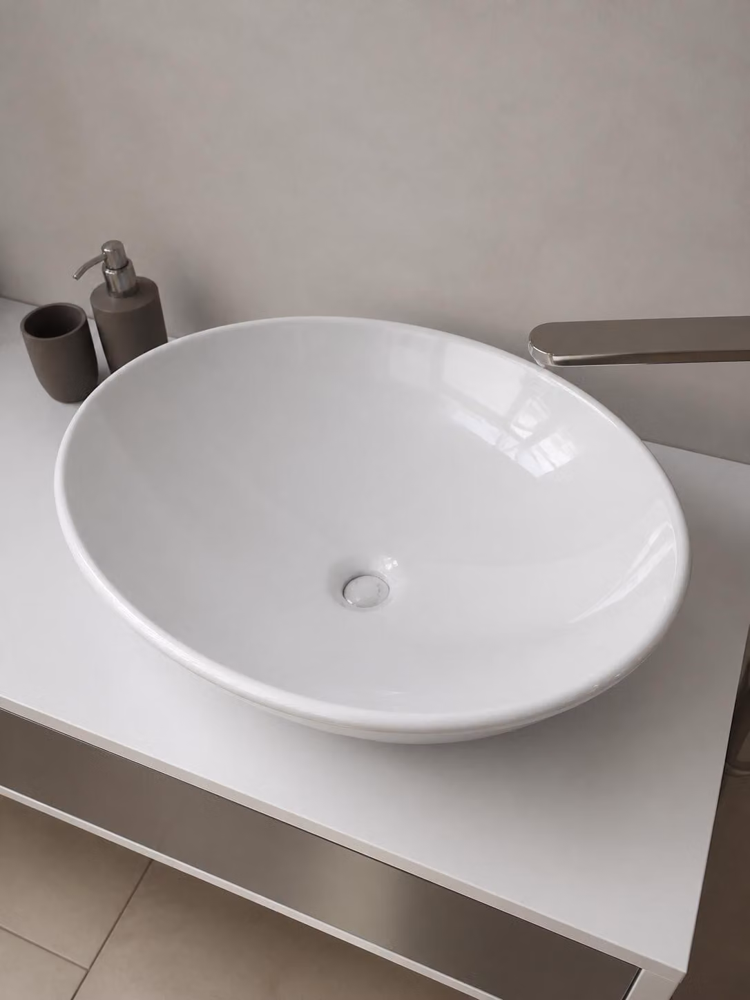 Piano lavabo ovale SEREL senza sfioratore 55 x 41 cm bianco