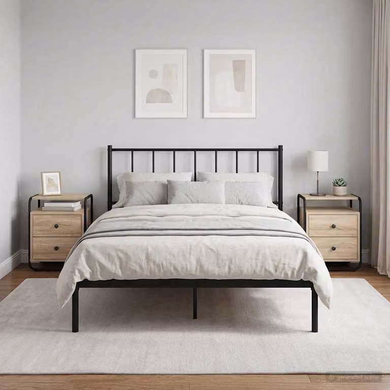 Set di 2 Armadi da Notte vidaXL in Legno Ingegnerizzato e Metallo, Colore Marrone, Stile Moderno