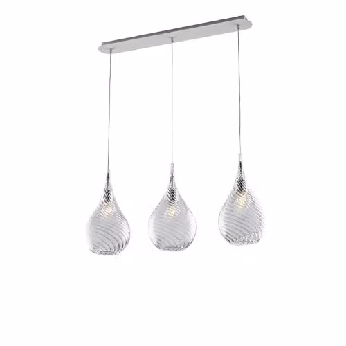 Lampadario Binario Moderno Pluvia Metallo Trasparente 3 Luci E27