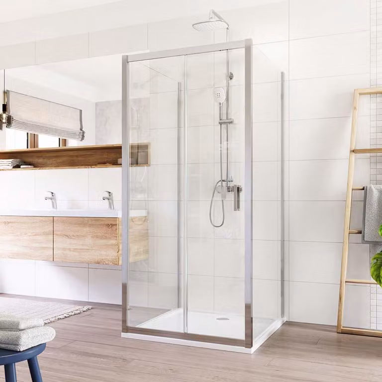 Mereo Box doccia, Lima, a U, a scomparsa, 100x100x100 cm, cromo ALU, vetro Clear - CK85733K