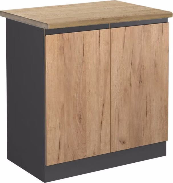 Mobile lavello cucina R-Line Rovere dorato/Antracite 80 cm J-Shape, PL Rovere Vicco