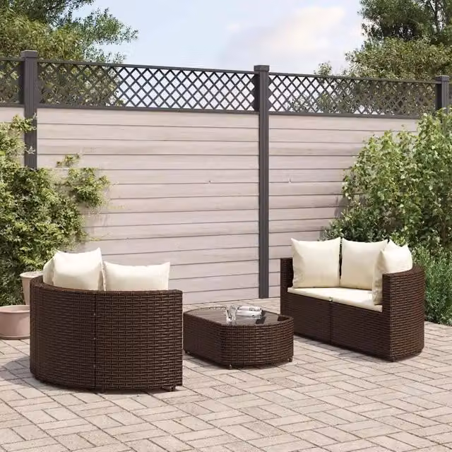 Set Divano da Giardino 5 pz con Cuscini Marrone in Polyrattan 3308441