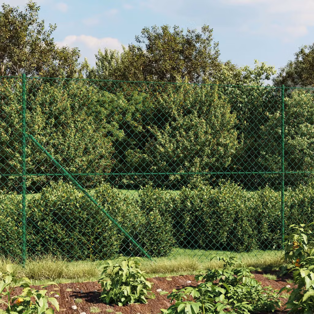 Maison Exclusive - Recinzione in rete metallica con base a flangia, verde, 1,6 x 25 m