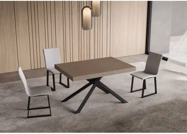 Tavolo allungabile Niket ITAMOBY con telaio a X in metallo Antracite e piano in MDF laminato Tortora, L/P: 120/380 x 90 cm