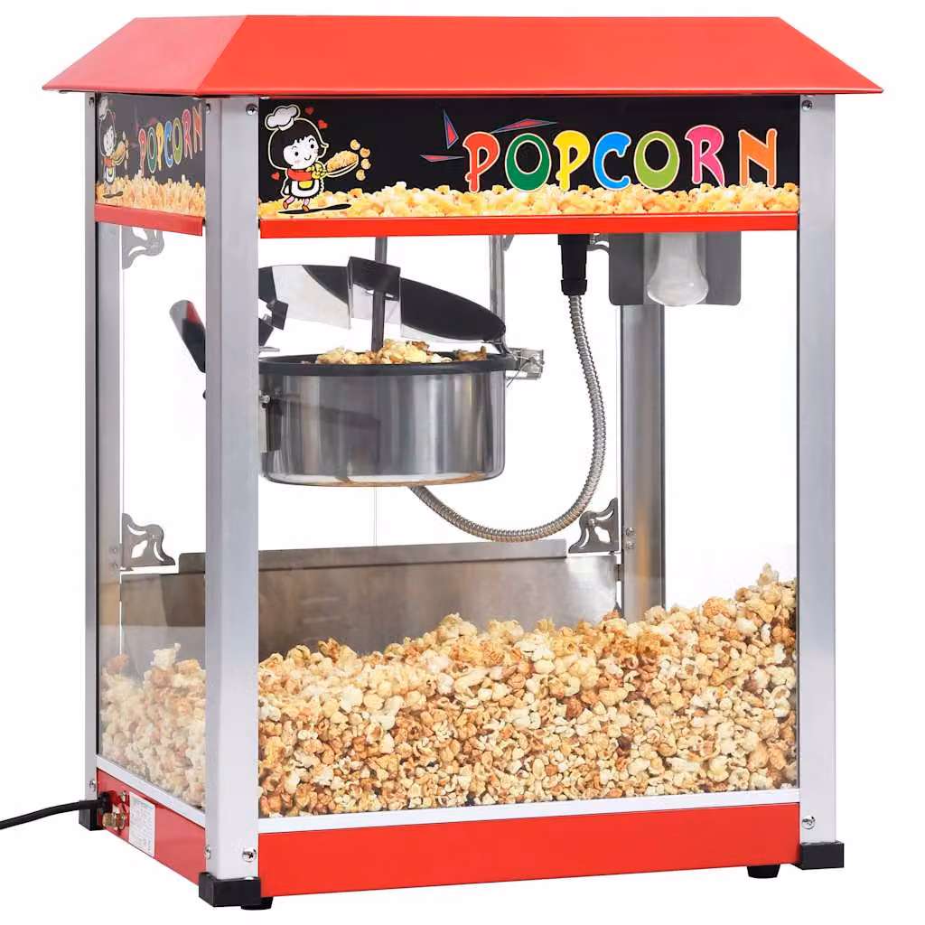 vidaXL Macchina per Popcorn Rossa con Pentola in Teflon da 1400 W