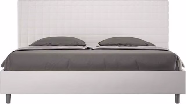 Letto matrimoniale king size con contenitore Sunny Ityhome imbottito in similpelle bianco L: 210 cm, P: 190 cm