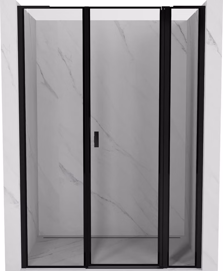 Mexen Mist L porta doccia a battente destra 155 cm, cornice nera, nero - 8A4L-155-001-70-70-P