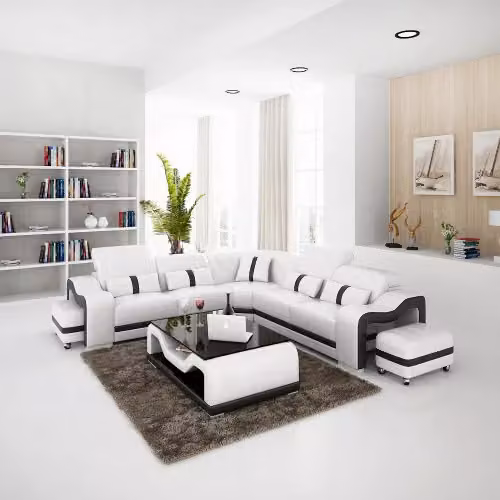 Ledersofa Design Sofa Ecksofa L-Form Modernes Ecksofa Polster Wohnzimmer Möbel