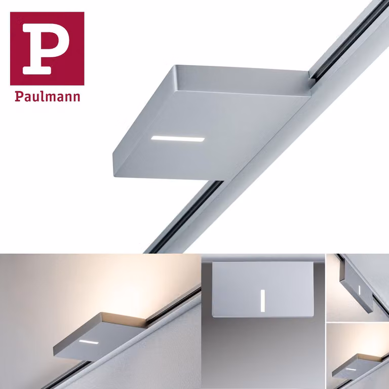 Paulmann URail, faretti a incasso, modello "Uplight", potenza 16W, finitura cromo opaco, tensione 230V, materiale: metallo