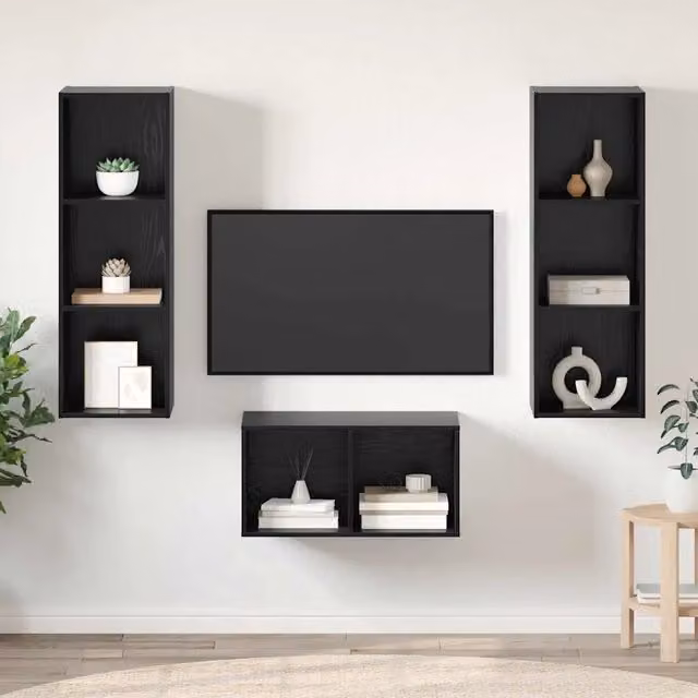 Mobile TV moderno vidaXL in legno ingegnerizzato MDF colore nero per soggiorno – 1