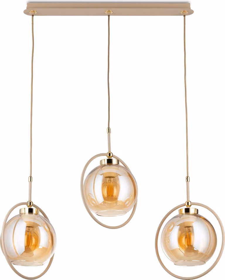 Howhomely | Lampada a sospensione - Galaxy - 85 Cm - Beige Con accenti dorati - Design moderno - 3 luci