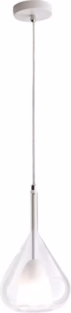 Lampadario a sospensione Lila Fabas Luce in metallo bianco e vetro trasparente con tecnologia LED e altezza regolabile