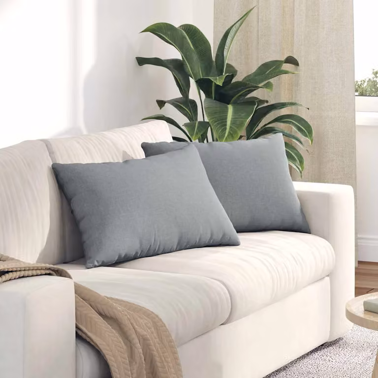 Set di 2 cuscini da divano vidaXL in tessuto grigio, forma rettangolare, L: 60 cm, P: 40 cm, H: 40 cm