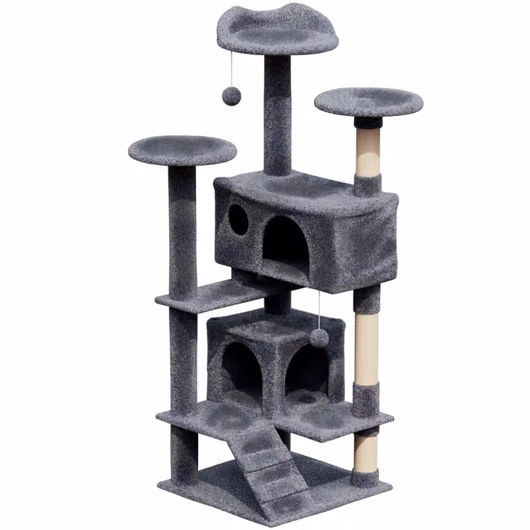 Avalo Tiragraffi Per Gatti Con 7 Livelli - 137x50x50 CM - Grigio Scuro - Tiragraffi Per Gatti Grandi