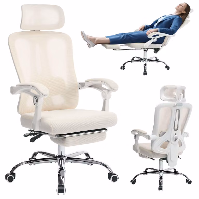 Sedia ergonomica da ufficio - Sedia da scrivania - Sedia per computer - Sedia da lavoro - Con poggiapiedi