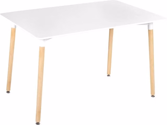 Tavolo da pranzo rettangolare Beliani in stile scandinavo bianco con gambe in legno di faggio L: 120 cm, P: 80 cm, H: 75 cm