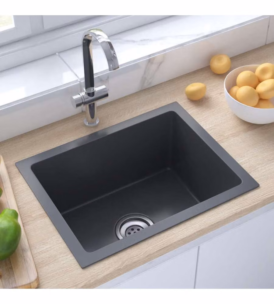 Lavello da cucina vidaXL in acciaio inox nero L/P/H: 44 x 34 x 20 cm – 2