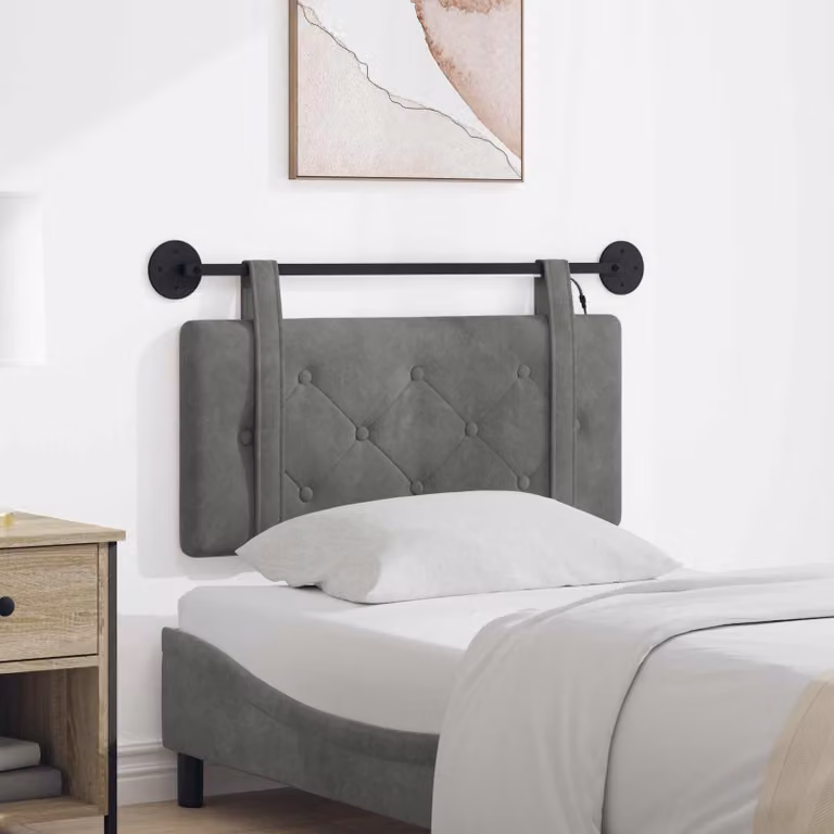 Testiera sospesa vidaXL in velluto grigio scuro con illuminazione LED integrata