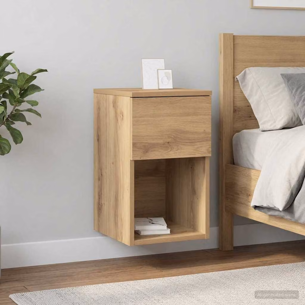 vidaXL Armadietto da letto moderno in rovere marrone L 29 cm, P 31,5 cm, H 49 cm
