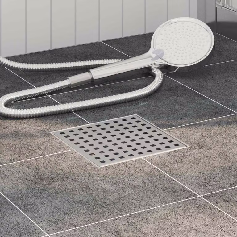 Scarico doccia a pois vidaXL in acciaio inox 304, Argento, 15 x 15 cm