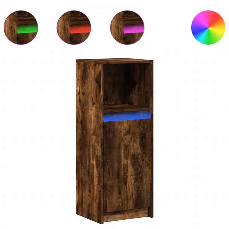 Credenza con LED Rovere Fumo 38x34x100 cm in Legno Multistrato