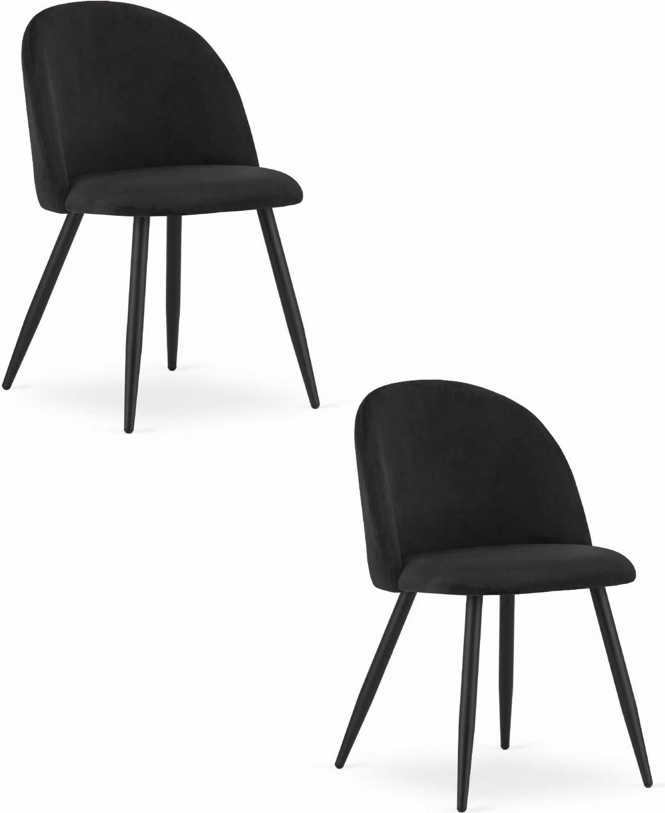 Sala da pranzo, soggiorno, ufficio Sedia BELLO - velluto nero / gambe nere 2 pezzi