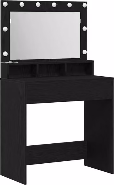 Toeletta | Tavolo da Trucco con lo scaffale Rovere Nero 75,5 x 41 x 135 cm