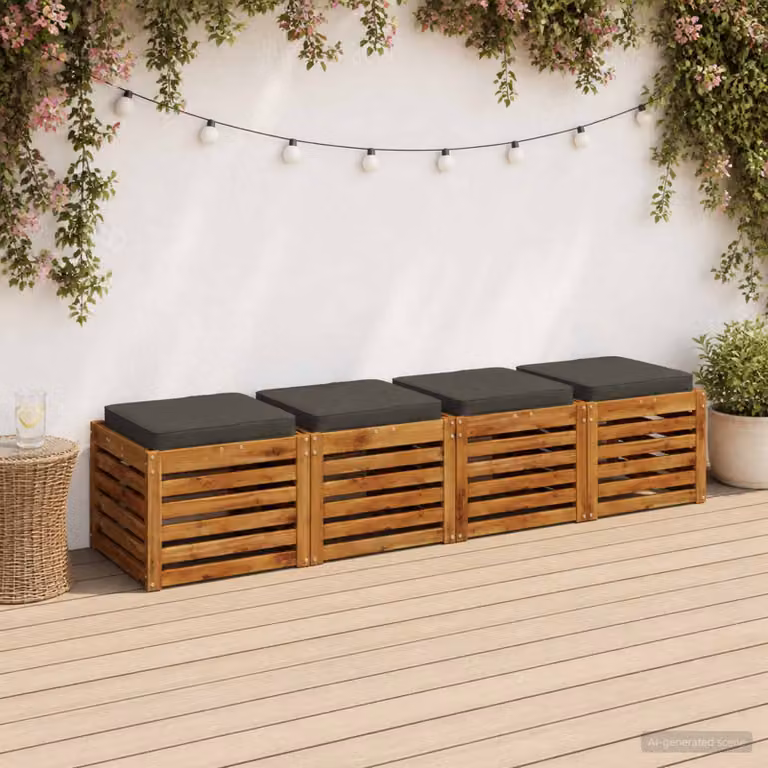 Set di 4 cuscini per sedia vidaXL VUGHT in poliestere, colore grigio antracite, forma rettangolare con rivestimento rimovibile e lavabile