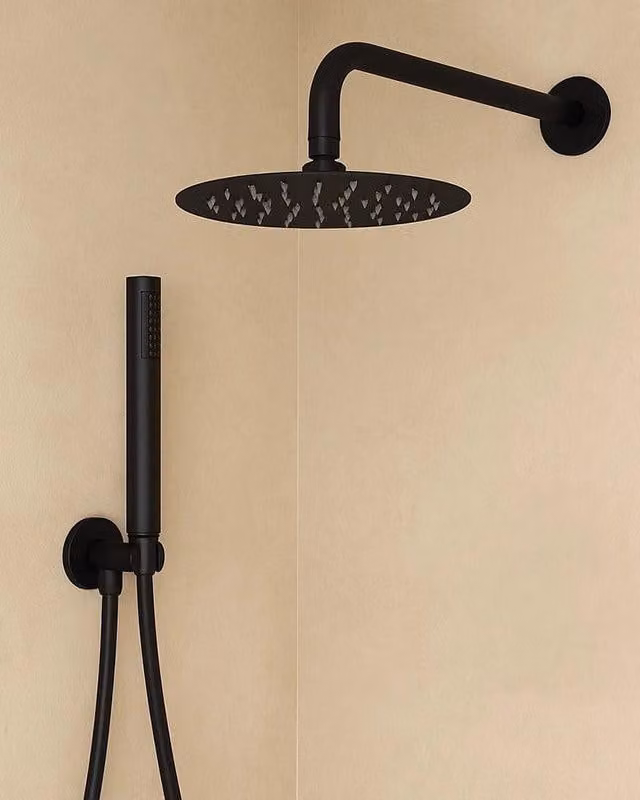 Set doccia soffione e doccetta in acciaio nero opaco Platinum