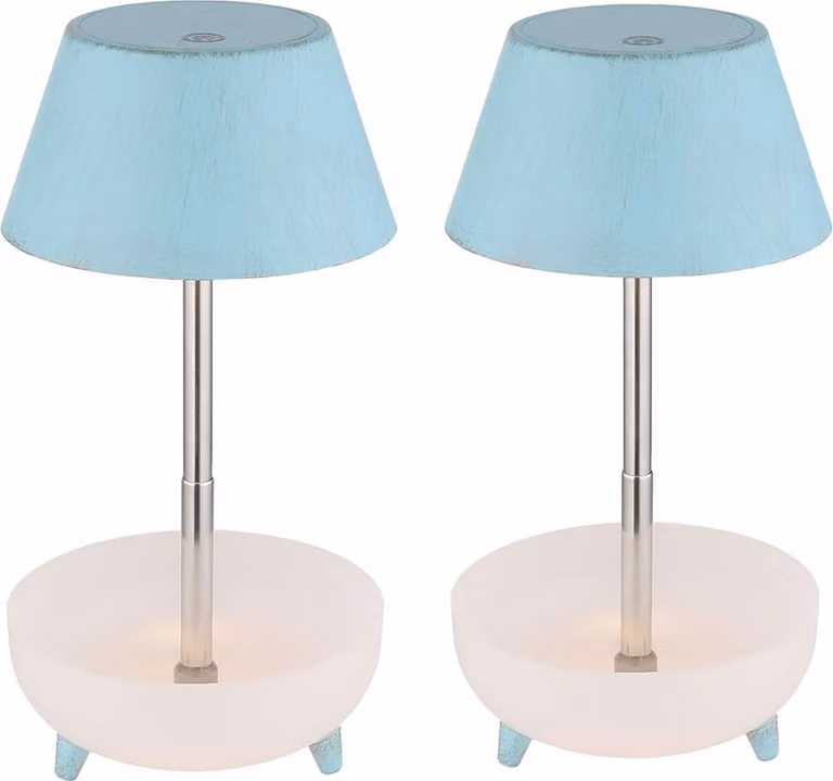 Set di 2 lampade da tavolo a LED, blu, dimmer touch, batteria ricaricabile, H 22,5 cm