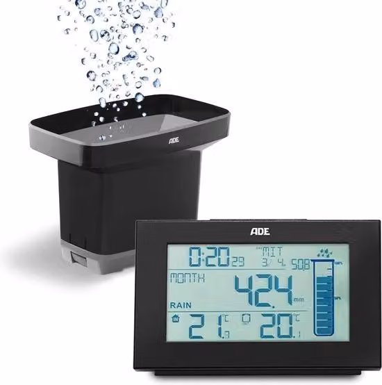 Sensore di temperatura per giardino - termometro digitale wireless - orologio digitale a radiocontrollo con sveglia - nero