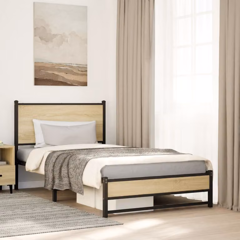 Giroletto vidaXL in metallo con finitura rovere sonoma, colore marrone, L: 112 cm, P: 207 cm, H: 91,5 cm