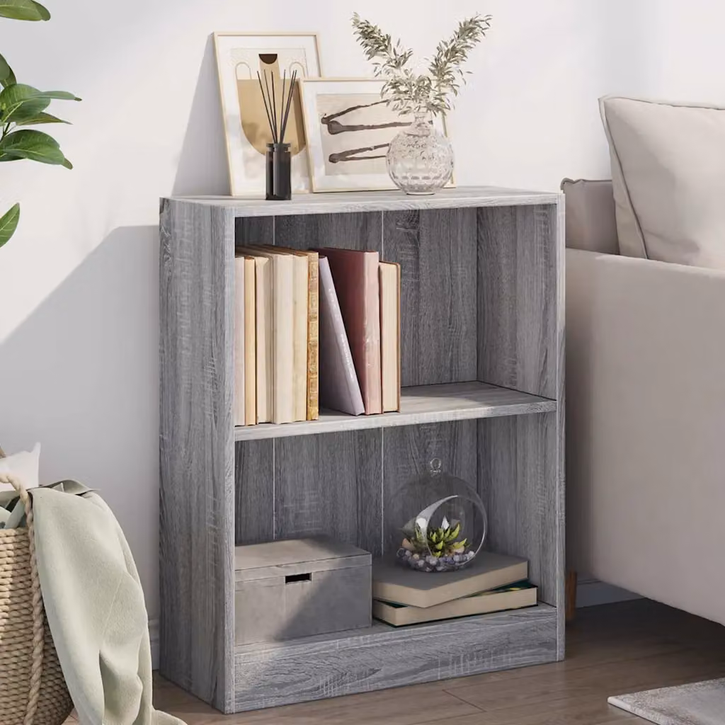 Libreria moderna vidaXL in legno e MDF Grigio, L: 60 cm, P: 24 cm, H: 76 cm
