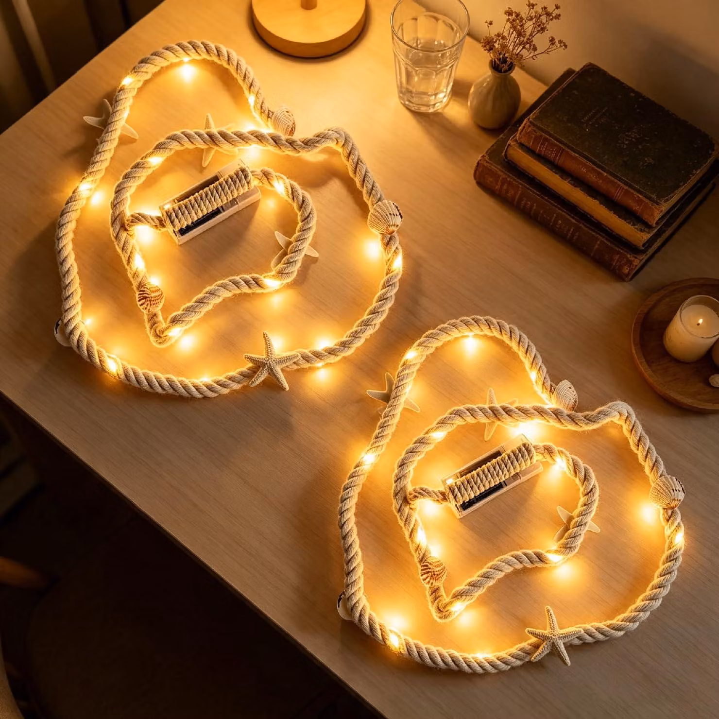 Catena luminosa a LED a forma di conchiglia, lunghezza 1,5 metri, alimentazione a batteria, 6W, set da 2