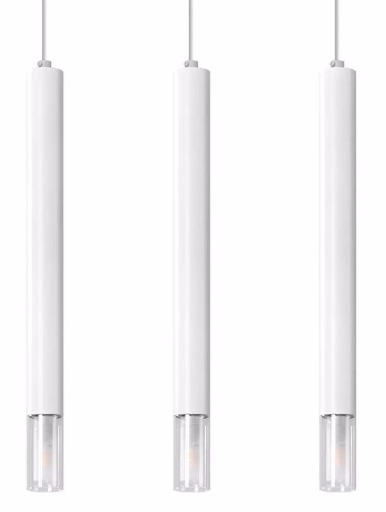 Lampada a sospensione WEZYR 3 bianco 3xG9 8W acciaio/vetro 120x6x45cm Sollux Lighting