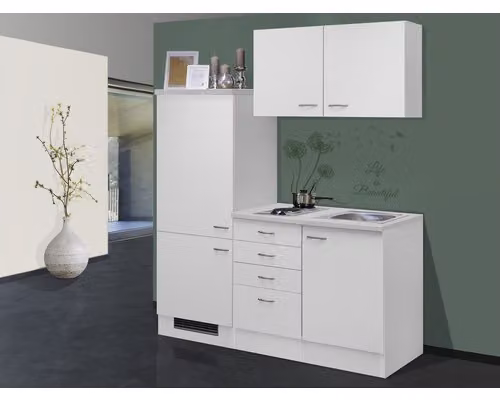 Mobile cucina dritto con elettrodomestici Flex Well Wito 160 cm colore frontale bianco opaco colore mobile bianco