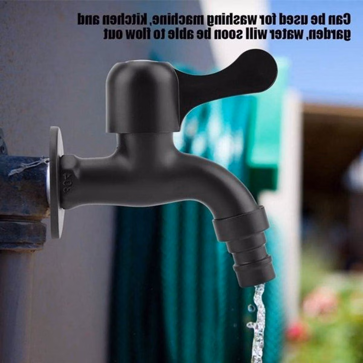 Rubinetto da giardino in acciaio inossidabile 304, colore nero, adatto per interni (bagni) ed esterni, con confezione riutilizzabile