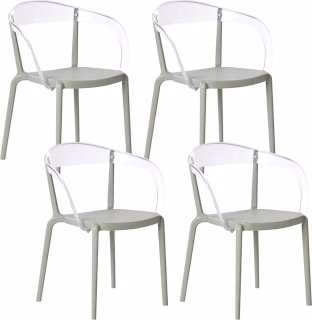 Set di 4 sedie da giardino verde chiaro Materiale sintetico Plastica Interno Esterno Giardino con braccioli Sala da pranzo Stile moderno minimalista