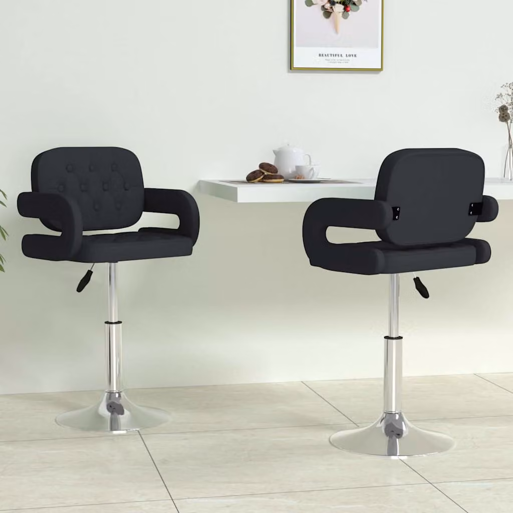Set di 2 sedie da pranzo girevoli vidaXL in similpelle nera con braccioli e design moderno