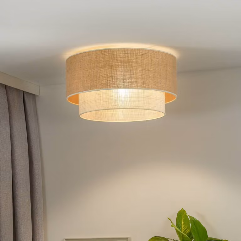 Plafoniera soffitto Boho Jute Euluna, dimmerabile, Marrone / Ruggine, Soggiorno / Sala da pranzo, Tessuto / Stoffa / Seta, Plafoniera
