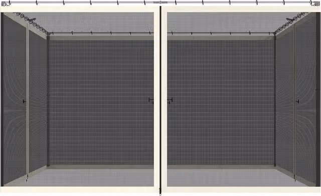 Zanzariera per Gazebo Outsunny con Cerniere e Anelli, L: 335 cm, H: 207 cm, Nero e Beige