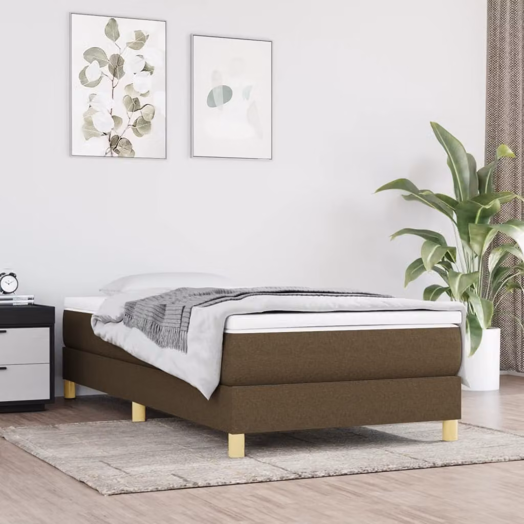 The Living Store Struttura letto in tessuto marrone scuro 90x190 cm