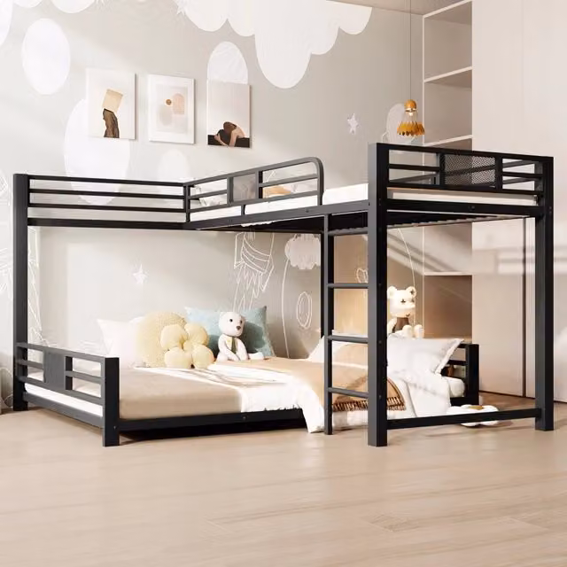 Letto a castello 90x200+140x200 - Xylo - Nero