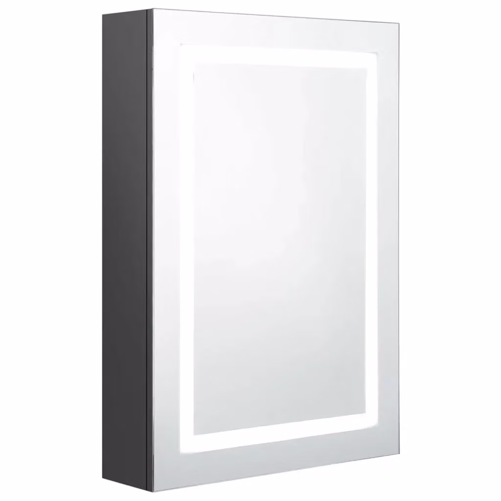 Armadietto da bagno moderno Design Mania con specchio e illuminazione LED, Grigio, L: 50 cm, P: 13 cm, H: 70 cm – 2