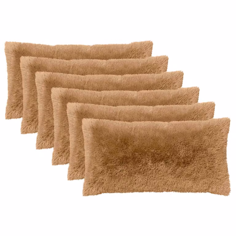 Set di 6 federe vidaXL HEERLEN in pile color tortora, L 40 cm x P 70 cm