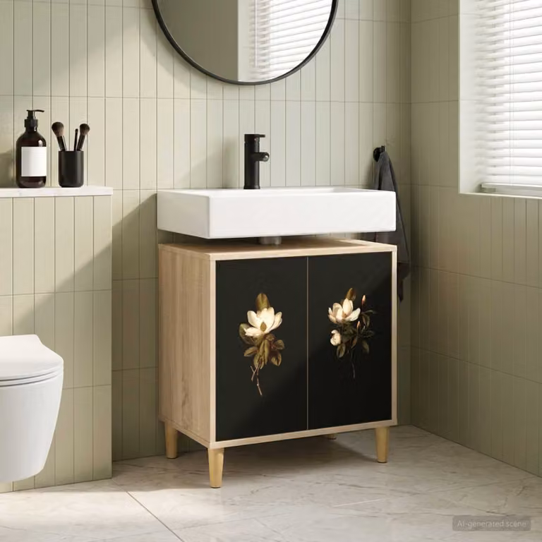 Mobile da bagno vidaXL BREMEN moderno in legno color marrone L 60 cm x P 40 cm x H 60 cm